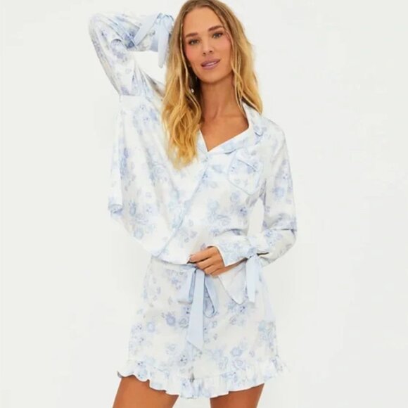 NWT Limited Edition Beach Riot Aurora & Luna Pj Set Baby Blue Floral - Picture 2 of 7